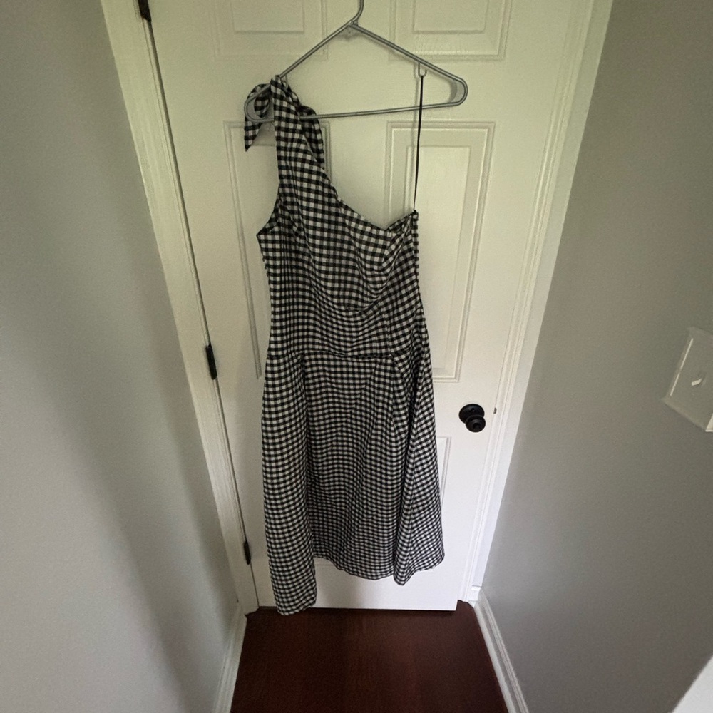 Anthropologie Black and White One Shoulder A-Line Dress